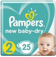 Pampers Baby-Dry Diapers Size 2 Mini 3-8 kg Carry Pack 25 Diapers