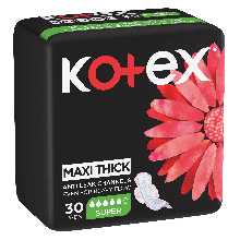 Kotex Maxi thick Super With Wings Black 30 Pads