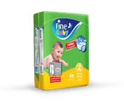 Fine Baby Diapers Double Lock Size 2, Small 3-6kg 68 psc