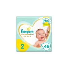 Pampers Premium Care Diapers Size 2 Mini 3-8 kg Mid Pack 46 Diapers