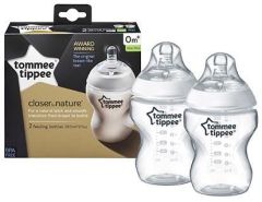 Tommee Tippee TT422520 Closer-Nature Plastic Feed Bottle 260 ml 2 Pack