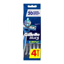 Gillette Blue Simple3 Menâ€™s Disposable Razors, 4 Count