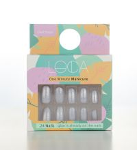 Loca Press On Nails Silver Glitter Oval Shape No.3
