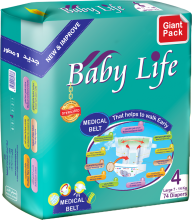 Baby Life Giant Pack Large 7-14Kg 74 Diapers