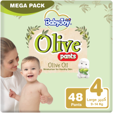 BabyJoy Olive Pants, Size 4 Large, Mega Pack, 9-14 Kg, 48 Count