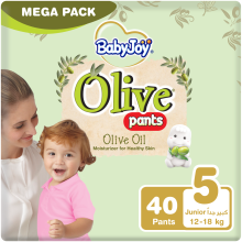 BabyJoy Olive Pants, Size 5 Junior, Mega Pack, 12-18 Kg, 40 Count