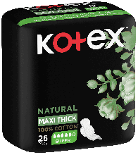 Kotex Natural Maxi Thick Super With Wings 26 Pads