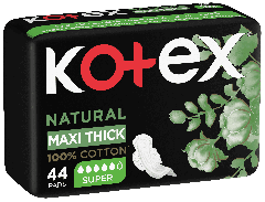Kotex Natural Maxi Thick Super With Wings 44 Pads