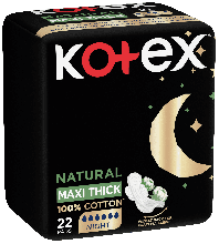 Kotex Natural Maxi Thick Night With Wings 22 Pads