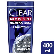 Clear For Men 3In1 Shampoo, Body &Face Wash 400ml