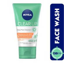 NIVEA Face Wash Deep Pore Cleanser, Clear Up Anti-Acne Sea Salt, Salicylic & Hyaluronic Acid, 150ml