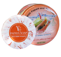 YC Papaya Soap W Herbal Extract Metal Box 100g