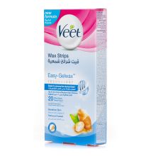 Veet Wax Strips Easy-Gelwax Technology with Almond Oil and Vitamin E for Sensitive Skin 20 Pcs