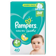 Pampers Baby-Dry, Size 4+, Maxi+, 10-15 kg, Mega Pack, 40 Diapers