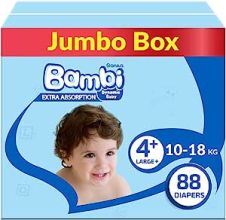 بامبي مقاس ( 4+ ) صندوق جامبو 88 حفاضة