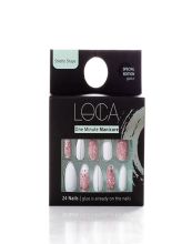 Loca Nails White And Pink Glitter Stiletto Shape S2 0239
