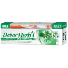Dabur Herbal Basil Tooth Paste 150ml + Tooth Brush FREE