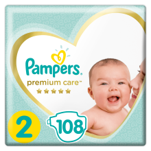 Pampers Premium Care, Size 2, Mini, 3-8 kg, Mega Pack, 108 Diapers