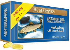 مارنيز عبوة كبسولات زيت سمك السلمون أوميجا 3 فورتي، تحتوي من 60 كبسولة