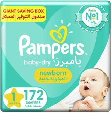 Pampers Baby-Dry , Size 1, 2-5Kg,172 Diapers