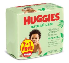 Huggies Natural Care Wipes (2 + 1 Free) 56 Pcs Total 168 Wipes