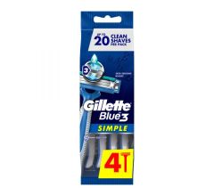 Gillette Blue Simple3 Menâ€™s Disposable Razors, 4 Count
