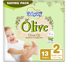 BabyJoy Olive Tape , Size 2 Small , Saving Pack,Up to 3.5 -7kg ,Count 13