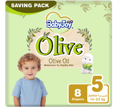 BabyJoy Olive Tape, Size 5 Junior, Saving Pack, 14-23 Kg, 8 Count