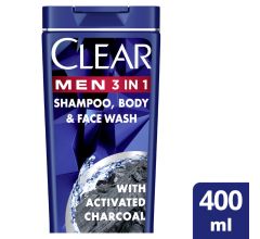 Clear For Men 3In1 Shampoo, Body &Face Wash 400ml