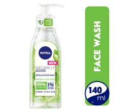 NIVEA Face Wash Micellar, Naturally Good with Organic Aloe Vera, Normal & Oily Skin, 140ml