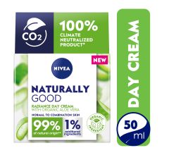 NIVEA Face Cream Day Moisturizer Radiance, Naturally Good with Organic Aloe Vera, 50ml