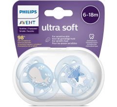 Philips Avent Ultra Soft Soother, 6-18 Months Boy