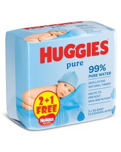 Huggies Pure Wipes (2 + 1 Free) 56 Pcs Total 168 Wipes