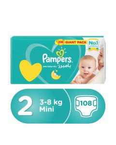 Pampers Baby-Dry Diapers Size 2 Mini 3-8 kg Giant Pack 108 Diapers