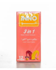 Inno Condoms 3In1 Ribbed/Dotted/Contoured 12 Pcs