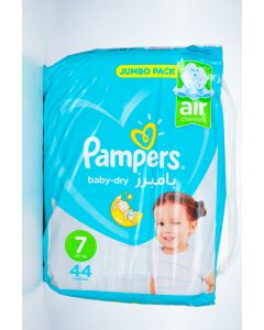 Pampers Baby-Dry, Size 7, Extra Large+, 15+ kg, Jumbo Pack, 44 Diapers