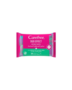 Carefree Duo Effect Intimate Wipes Green Tea 20 Wipes