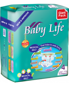 Baby Life Giant Pack Large 7-14Kg 74 Diapers