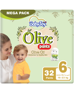 BabyJoy Olive Pants, Size 6 Junior XXL, Mega Pack, 16-23 Kg, 32 Count