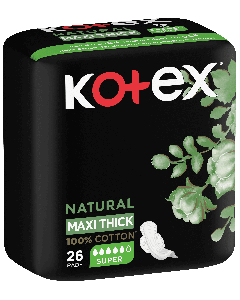 Kotex Natural Maxi Thick Super With Wings 26 Pads