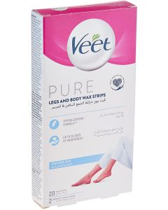 Veet Pure Legs &Body Wax Strips 20 Pcs