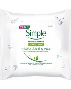 Simple Micellar Cleansing Facial Wipes, 25 pcs