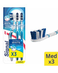 Signal Toothbrush Shiny White Medium Multipack x 3 pcs